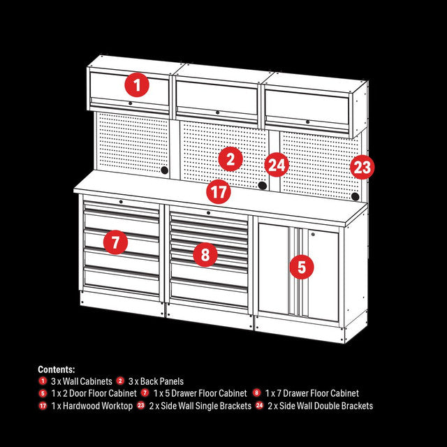 BUNKER® Modular Storage Combo with Hardwood Worktop (14 Piece)