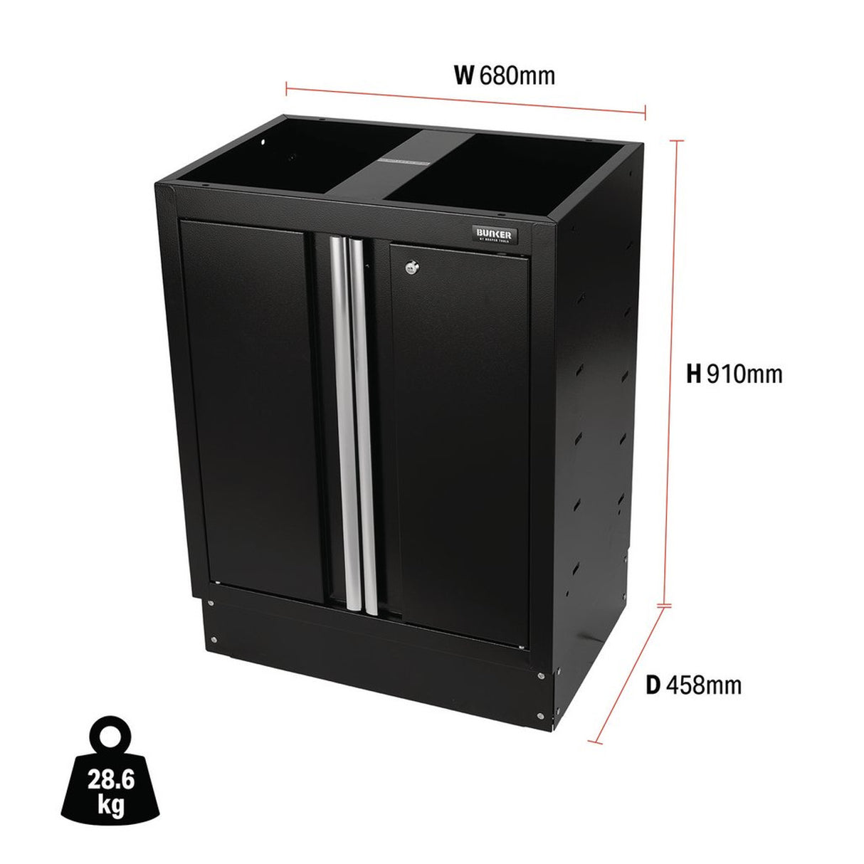 BUNKER® Modular Floor Cabinet, 2 Door, 680mm