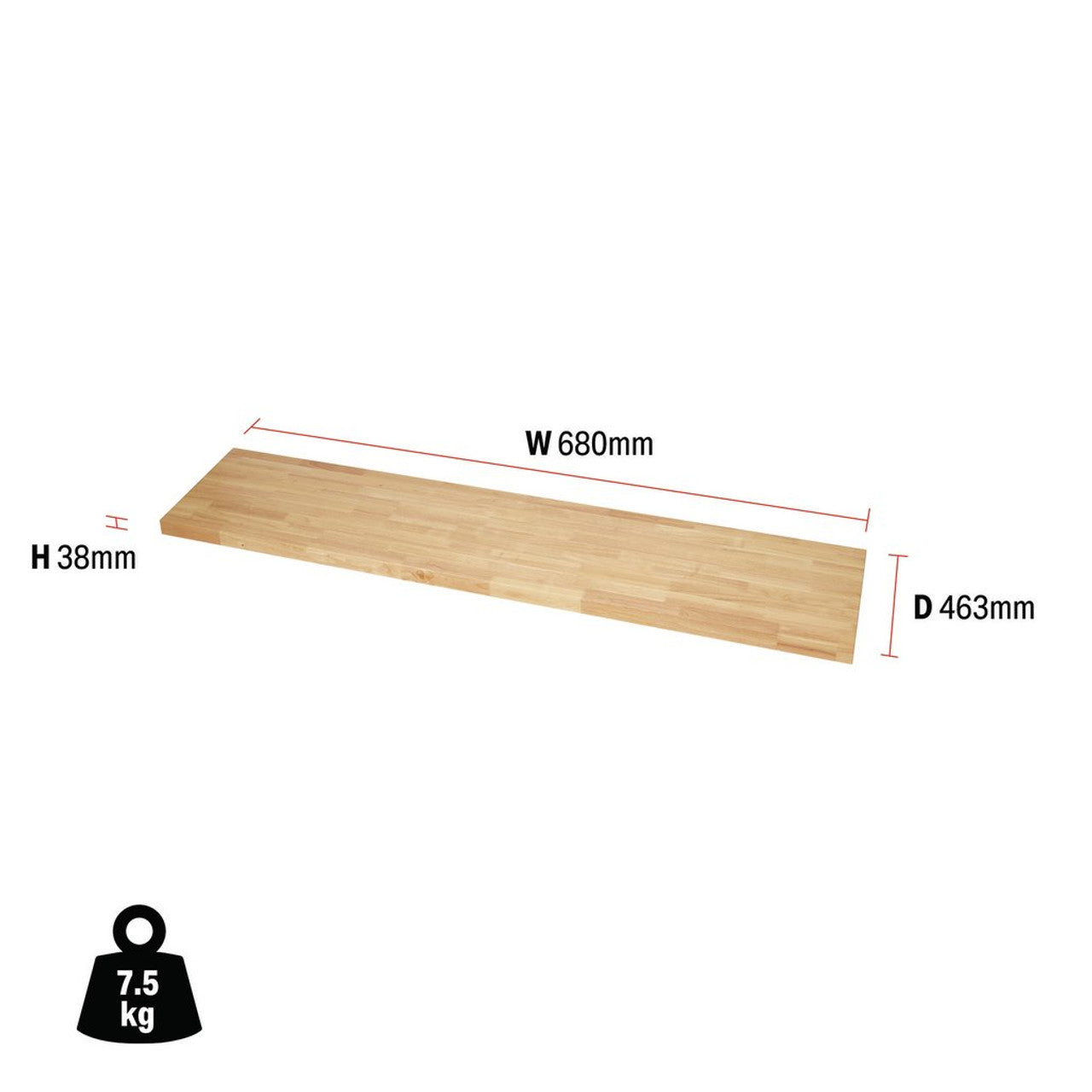 BUNKER® Modular Hardwood Worktop, 680mm