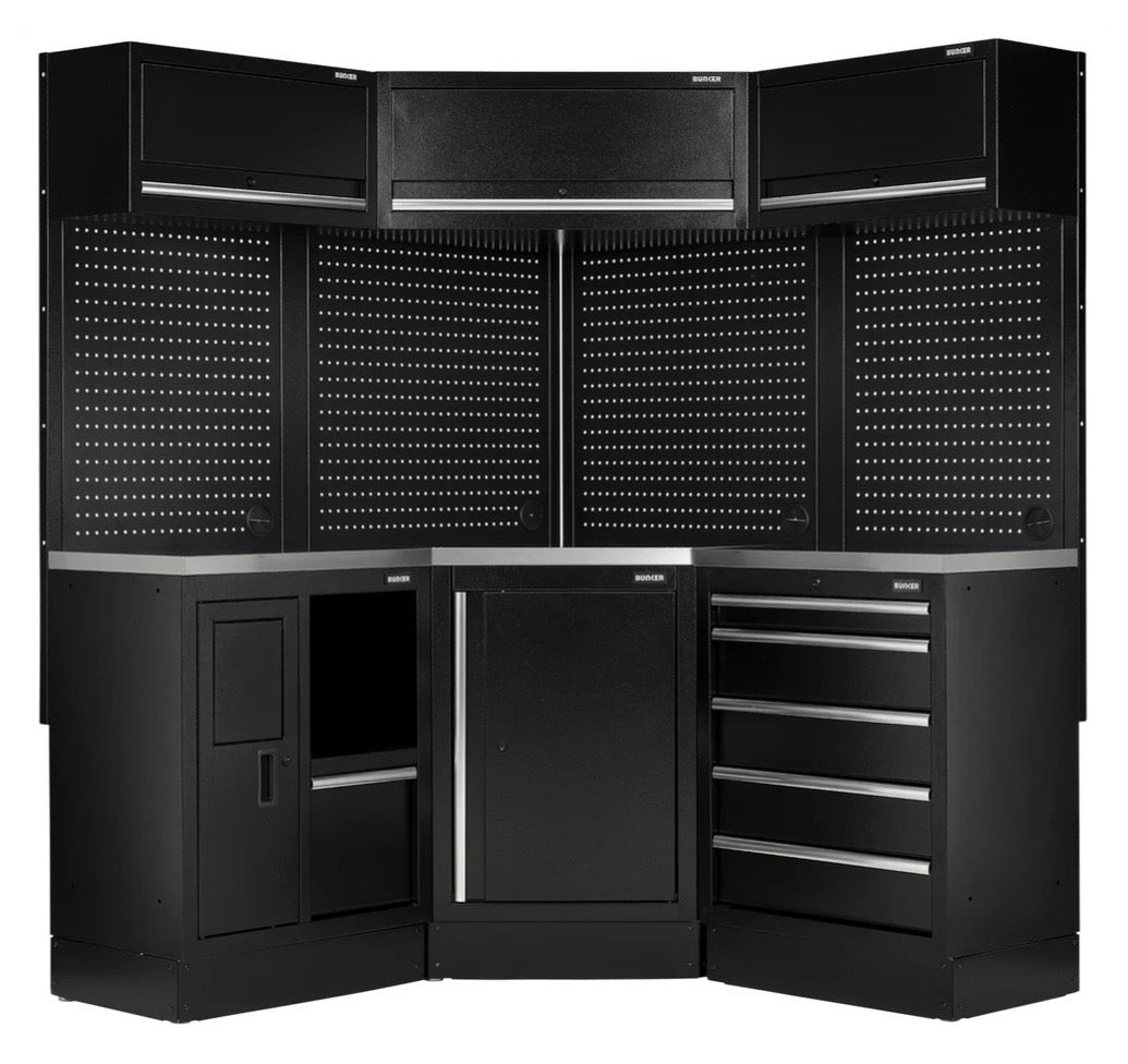BUNKER® Modular Corner Storage Combo with Stainless Steel Worktop (18 Piece)