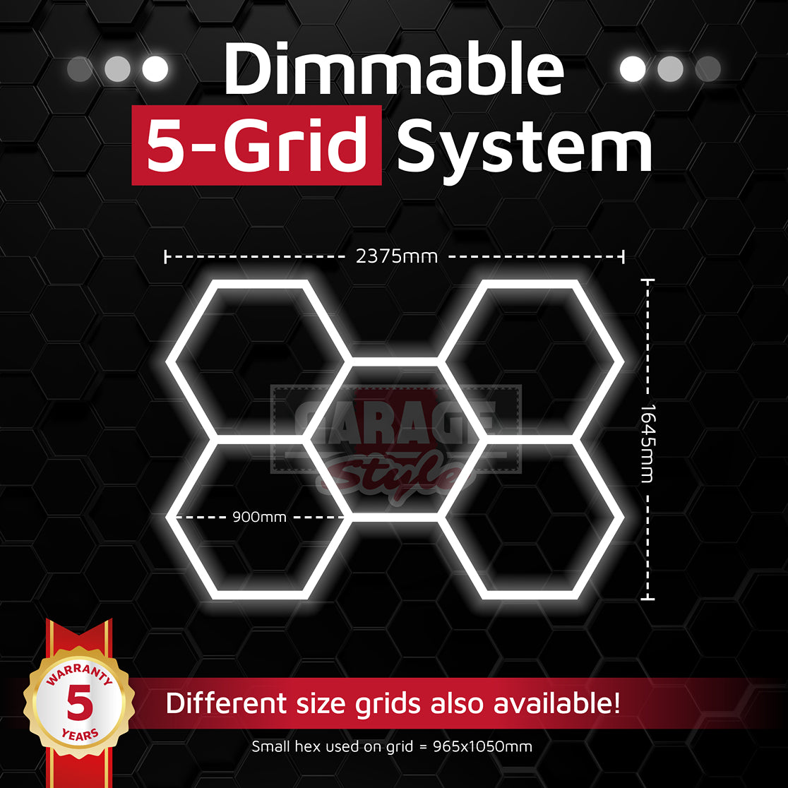 Dimmable Hexagon Lighting 5 Grid System