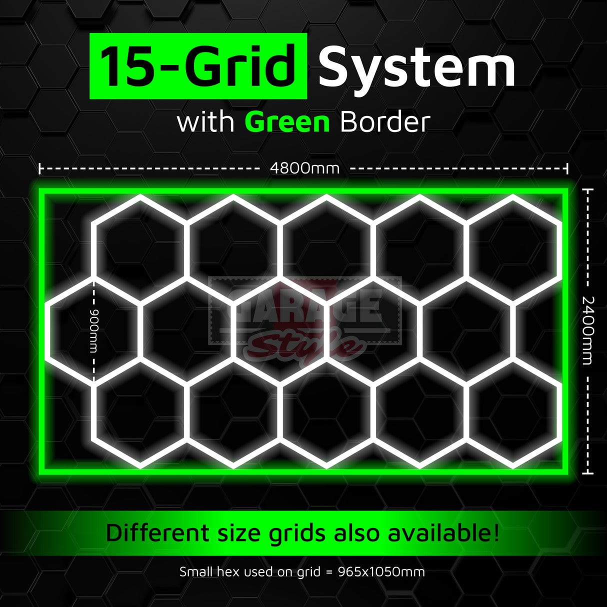 Hexagon Lighting 15 Grid System With Green Border