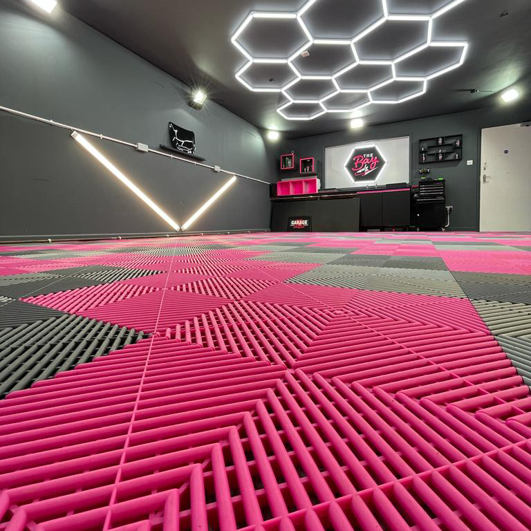 vented garage floor tile for car detailing bay