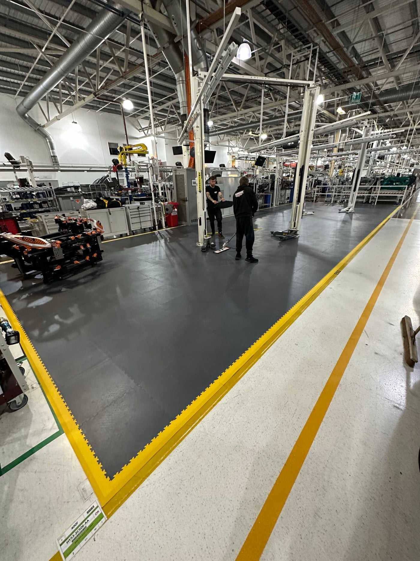 Industrial flooring installation using our specialist ESD anti static modular PVC floor tiles