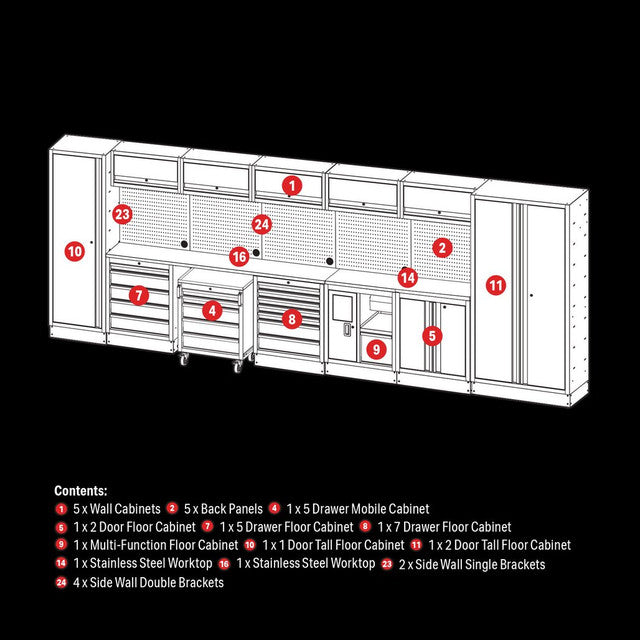 BUNKER® Modular Storage Combo with Stainless Steel Worktop (25 Piece)