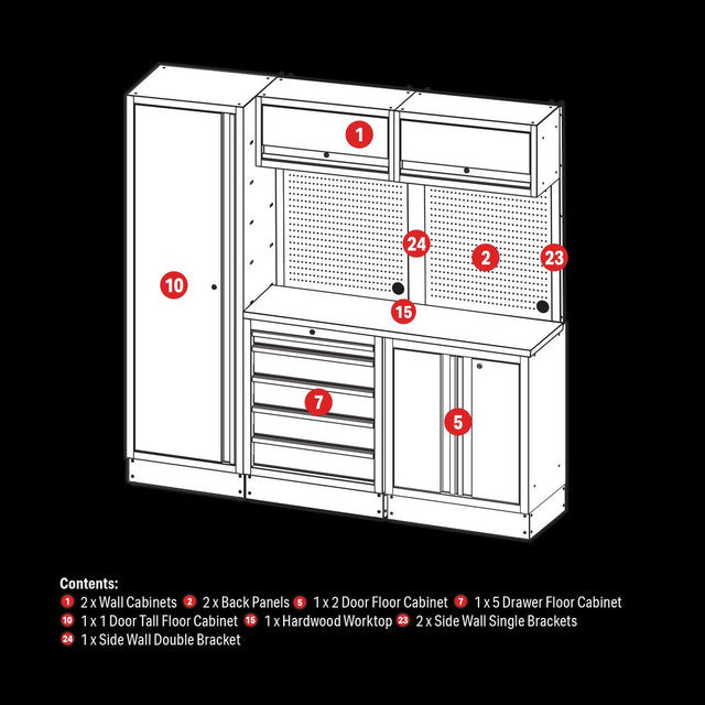 BUNKER® Modular Storage Combo with Hardwood Worktop (11 Piece)