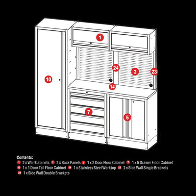 BUNKER® Modular Storage Combo with Stainless Steel Worktop (11 Piece)