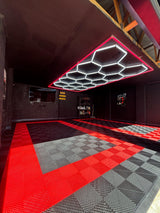 Hexagon Lighting 15 Grid System With Red Border