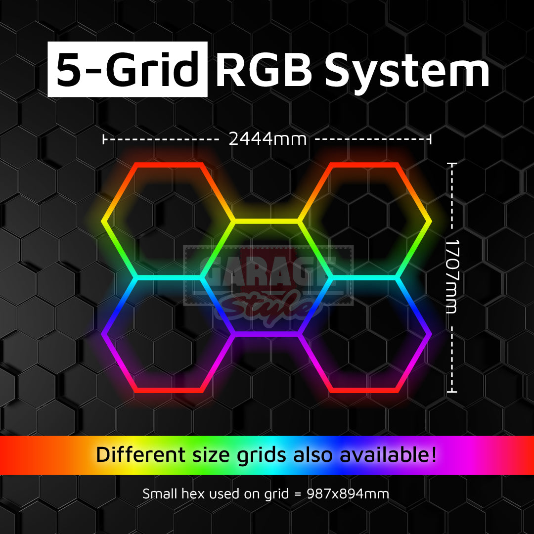 Full Rgb Grid RGB Hexagon Lighting 5 Grid System – Garage Style