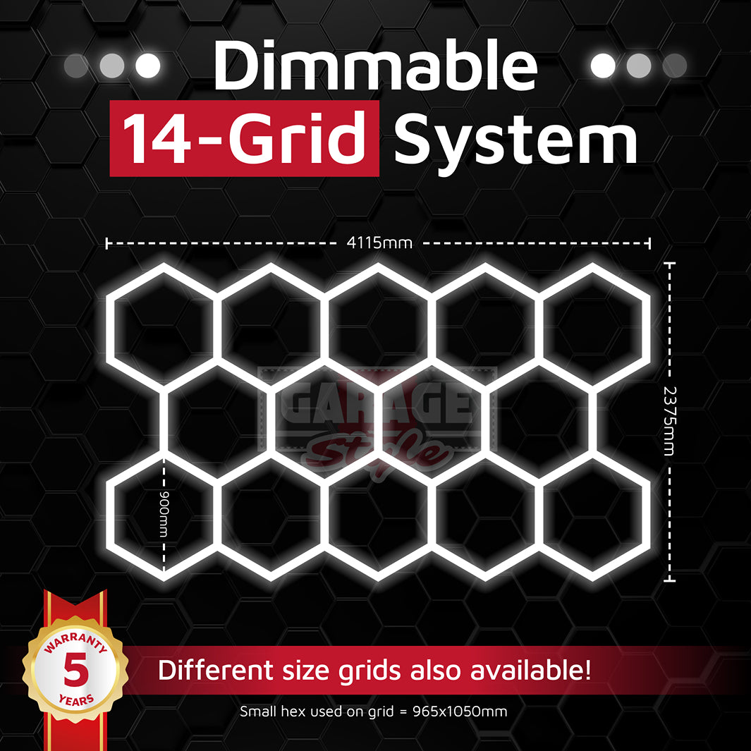 Dimmable Hexagon Lighting 14 Grid System