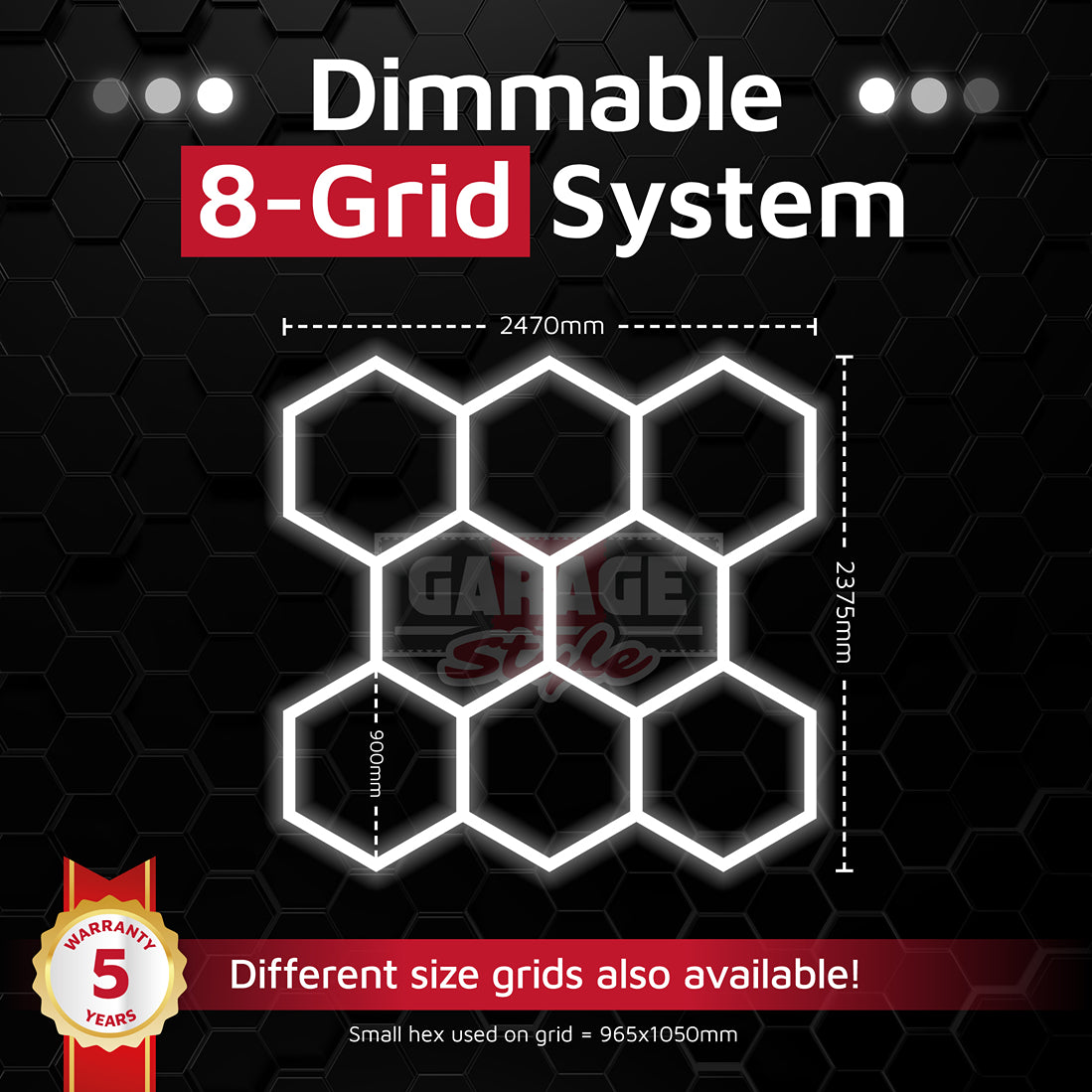 Dimmable Hexagon Lighting 8 Grid System
