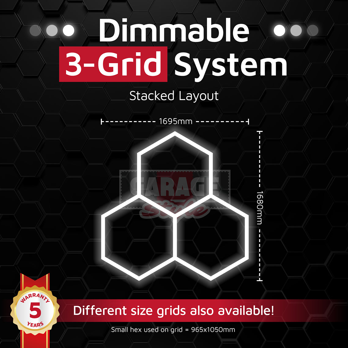 Dimmable Hexagon Lighting 3 Grid Cluster System