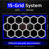 Hexagon Lighting 15 Grid System With Blue Border