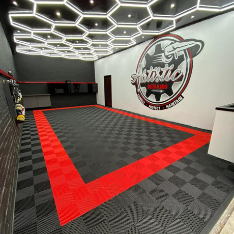 vented garage floor tile for car detailing bay